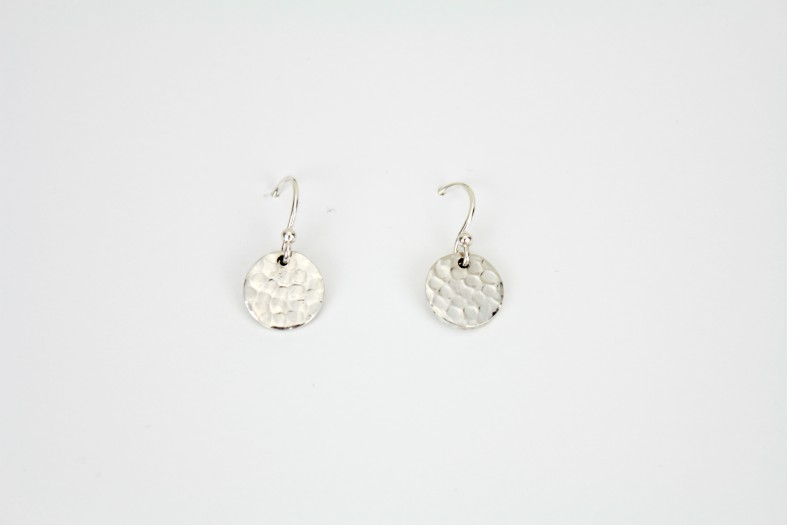 Circular plain pattern silver drop earrings Hand Made Individual design TEMPORARILY OUT OF STOCK.
