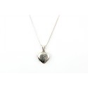 Polished Silver heart locket with etched design on 18ins 45cm popcorn chain