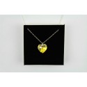 Small citrine faceted crystal heart on 18ins. 45cm cable chain