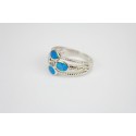 Blue Opal Fire with Greek design cut out size 9 or R