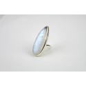 Elongated Teardrop shape Rainbow Moonstone silver set. size 7 or N. TEMPORARILY OUT OF STOCK
