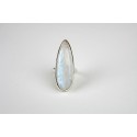 Elongated Teardrop shape Rainbow Moonstone silver set. size 7 or N. TEMPORARILY OUT OF STOCK