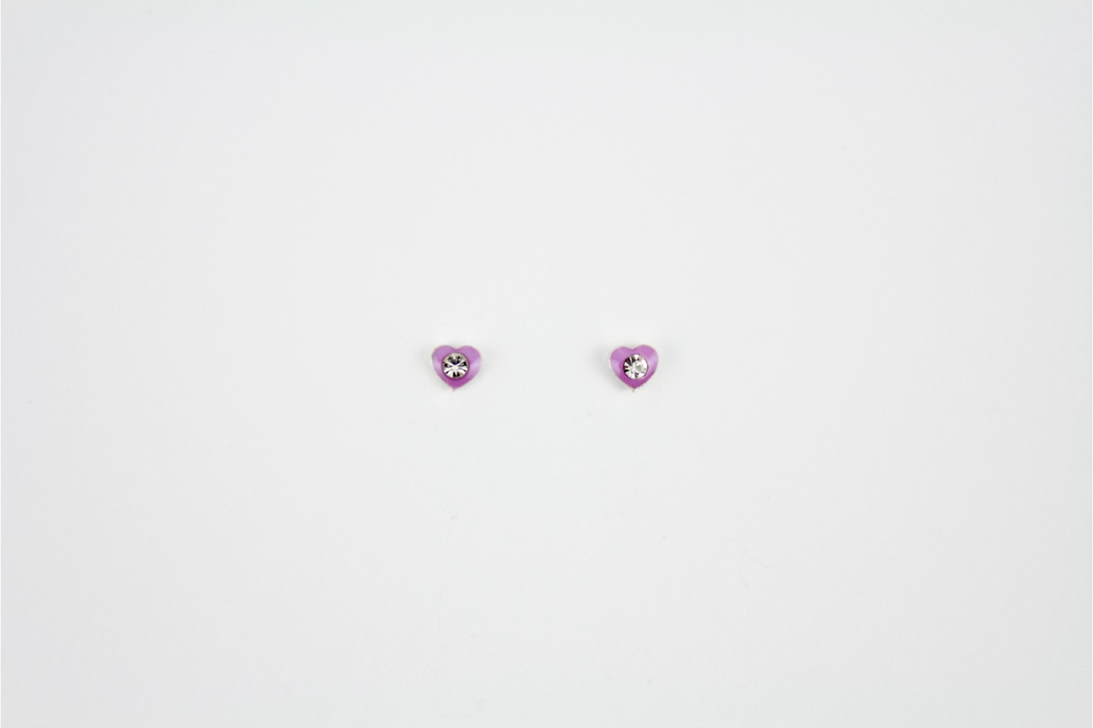 Heart Purple Enamel with Crystal inlay stud earrings